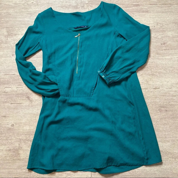 Zara Collection Teal Tunic Mini Shift Dress Size Small - Picture 12 of 12
